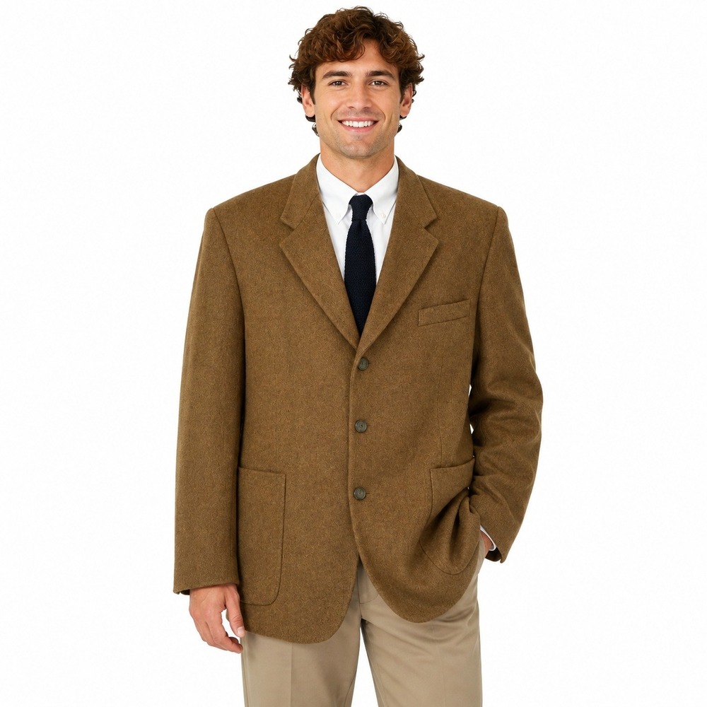 J. Riggins Sport Coat Mens 48R Brown Wool Blend 3-Button Vintage Blazer